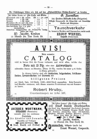 FILATELISTICKÝ BURZOVNÍ KURÝR 1886 – list 31