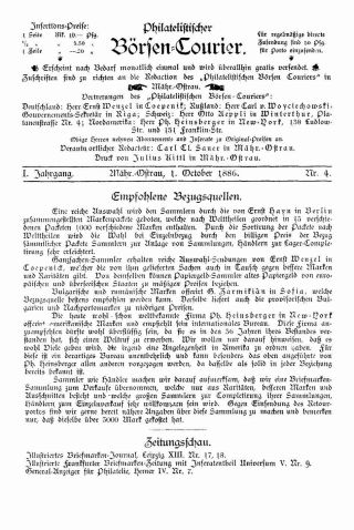 PHILATELIC MARKET COURIER 1886 – sheet 37