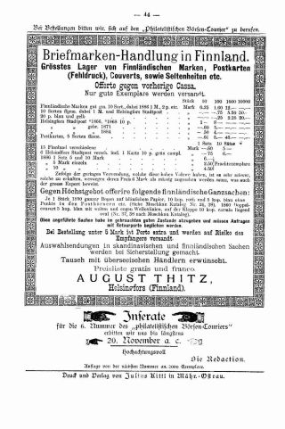 PHILATELIC MARKET COURIER 1886 – sheet 46