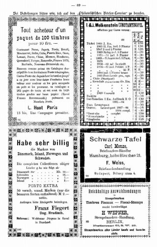 PHILATELIC MARKET COURIER 1886 – sheet 71