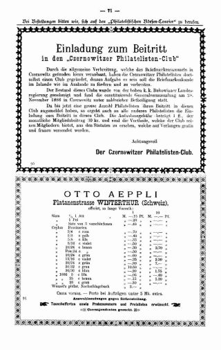 PHILATELIC MARKET COURIER 1886 – sheet 73