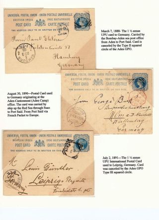 VICTORIAN POSTAL STATIONERY OF INDIA USED AT ADEN – sheet 5