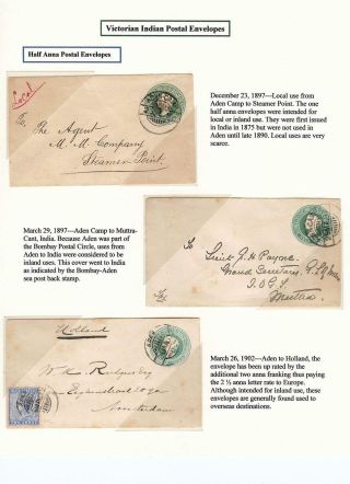VICTORIAN POSTAL STATIONERY OF INDIA USED AT ADEN – sheet 9