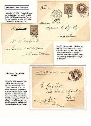 VICTORIAN POSTAL STATIONERY OF INDIA USED AT ADEN – sheet 10