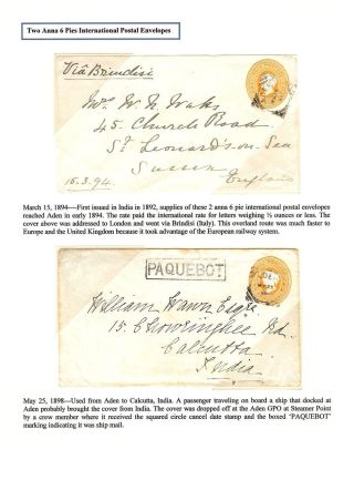 VICTORIAN POSTAL STATIONERY OF INDIA USED AT ADEN – sheet 13