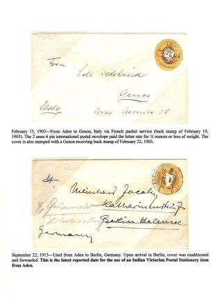 VICTORIAN POSTAL STATIONERY OF INDIA USED AT ADEN – sheet 14