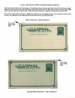HAWAIIAN POSTAL CARDS AND ENVELOPES: KINGDOM, PROVISIONAL GOVERNMENT, AND REPUBLIC ISSUES – sheet 5