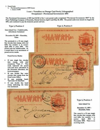 HAWAIIAN POSTAL CARDS AND ENVELOPES: KINGDOM, PROVISIONAL GOVERNMENT, AND REPUBLIC ISSUES – sheet 11