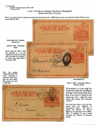 HAWAIIAN POSTAL CARDS AND ENVELOPES: KINGDOM, PROVISIONAL GOVERNMENT, AND REPUBLIC ISSUES – sheet 15