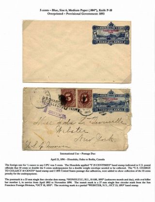 HAWAIIAN POSTAL CARDS AND ENVELOPES: KINGDOM, PROVISIONAL GOVERNMENT, AND REPUBLIC ISSUES – sheet 72
