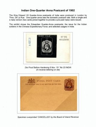 INDIA ONE-QUARTER ANNA POST CARD OF 1902 – sheet 1