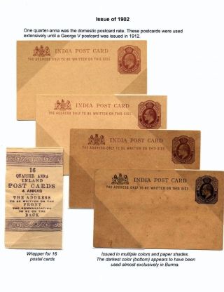 INDIA ONE-QUARTER ANNA POST CARD OF 1902 – sheet 4