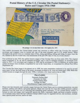 USA-GANZSACHENUMSCHLÄGE MIT RUNDEM WERTSTEMPEL: TARIFFEN UND VERWENDUNG 1916-1960 – Blatt 1