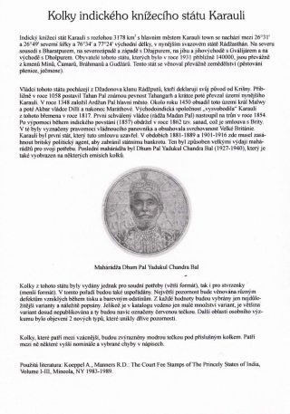 STEUERMARKEN VON INDISCHEN FÜRSTENTUM KARAULI – Blatt 1