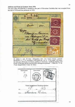 SLOVENIAN ISSUES FROM 1919 TO 1920 IN MIXED FRANKING – sheet 10