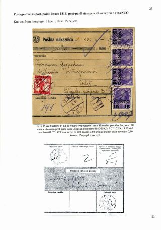 SLOWENISCHE AUSGABEN 1919 - 1920 IN MISCHFRANKATUREN – Blatt 23