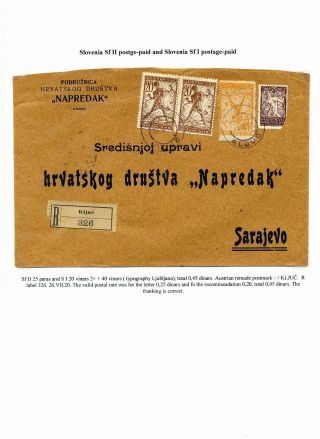 SLOWENISCHE AUSGABEN 1919 - 1920 IN MISCHFRANKATUREN – Blatt 100