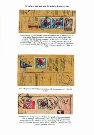 SLOWENISCHE AUSGABEN 1919 - 1920 IN MISCHFRANKATUREN – Blatt 106
