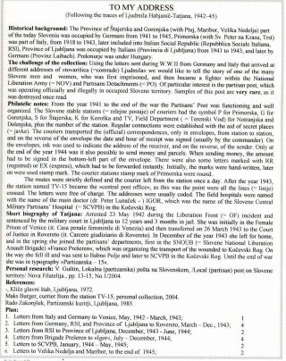 TO MY ADDRESS (1942-45) – sheet 1