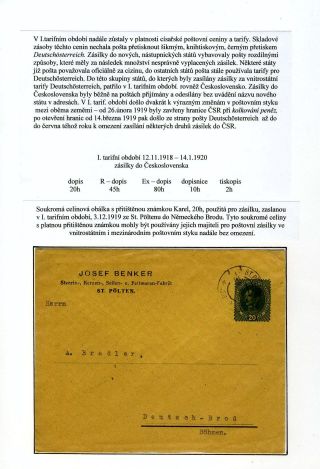 REPUBLIK DEUTSCHÖSTERREICH UND IHRE WERTZEICHEN IN POSTVERKEHR - TEIL II: SENDUNGEN IN TSCHECHOSLOWAKEI – Blatt 2