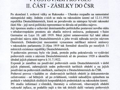 REPUBLIKA DEUTSCHÖSTERREICH A JEJÍ CENINY V POŠTOVNÍM PROVOZU - II. ČÁST ZÁSILKY DO ČSR