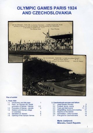 OLYMPIC GAMES PARIS 1924 AND CZECHOSLOVAKIA – sheet 1