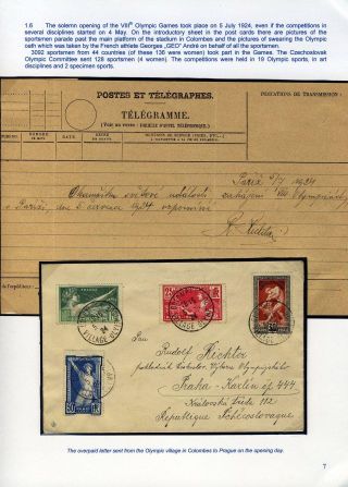 OLYMPIC GAMES PARIS 1924 AND CZECHOSLOVAKIA – sheet 7
