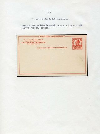 UNITED STATES: POSTAL STATIONERY CARDS – sheet 85