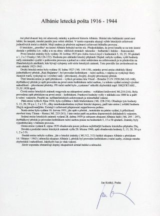 ALBÁNIE: LETECKÁ POŠTA 1916-1944 – list 1