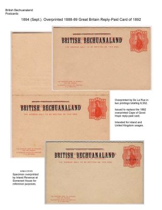 THE POSTAL STATIONERY CARDS OF BECHUANALAND – sheet 34