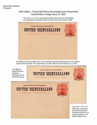 THE POSTAL STATIONERY CARDS OF BECHUANALAND – sheet 36