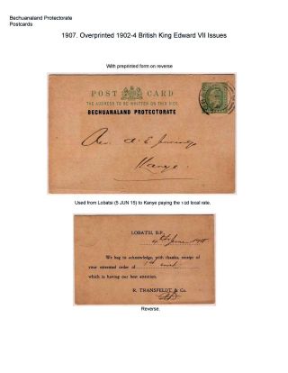 THE POSTAL STATIONERY CARDS OF BECHUANALAND – sheet 45