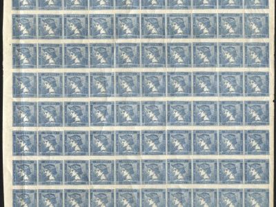 AUSTRIA 1851: BLUE MERCURY - BLOCK OF 80