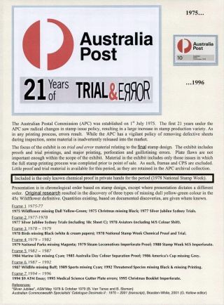 AUSTRALIA POST - 21 YEARS OF TRIAL & ERROR – sheet 1