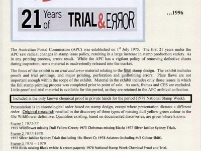 AUSTRALIA POST - 21 YEARS OF TRIAL & ERROR