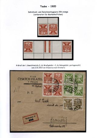 CZECHOSLOVAKIA 1920-1923, TYPOGRAPHY STAMPS ISSUES – sheet 44