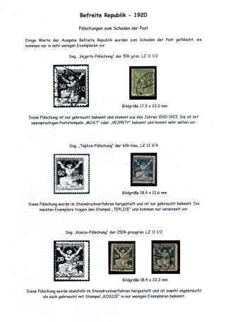 CZECHOSLOVAKIA 1920-1923, TYPOGRAPHY STAMPS ISSUES – sheet 93