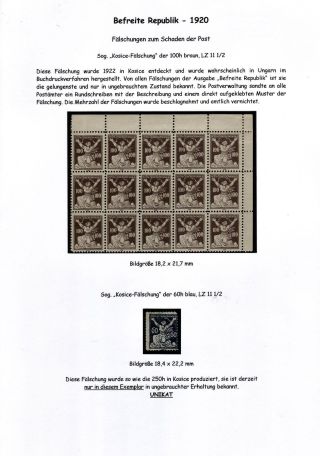 CZECHOSLOVAKIA 1920-1923, TYPOGRAPHY STAMPS ISSUES – sheet 94