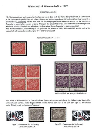 CZECHOSLOVAKIA 1920-1923, TYPOGRAPHY STAMPS ISSUES – sheet 113