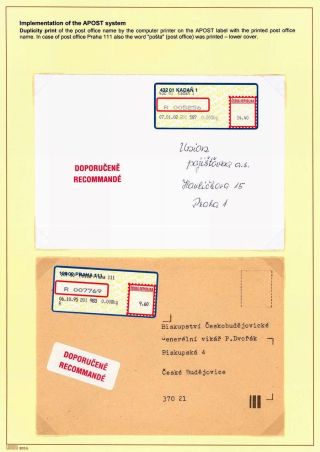 AUTOMATION VON EINGESCHRIEBENE POST IN TSCHECHOSLOWAKEI UND TSCHECHEI – Blatt 33
