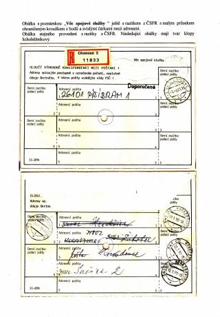 SLUŽEBNÍ OBÁLKA PRO POSTUPNÉ VPISOVANÍ ADRES – list 2