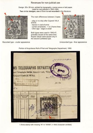 STEUERMARKEN DES INDISCHEN FÜRSTENSTAAT VALA – Blatt 14