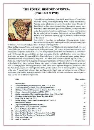 ISTRIEN: POSTGESCHICHTE 1830-1960 – Blatt 1