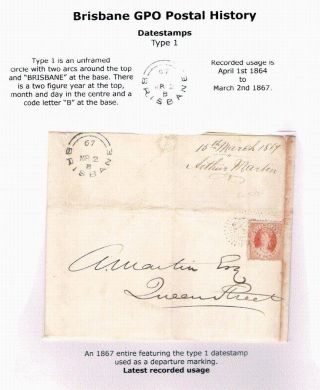 POSTAL HISTORY OF THE BRISBANE GPO 1840`s-1913 – sheet 14