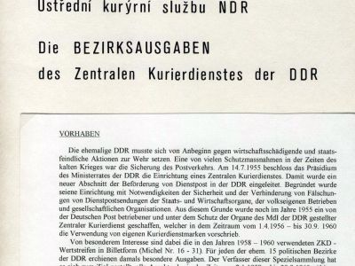 REGIONAL ISSUES FOR THE CENTRAL COURIER SERVICE IN GDR