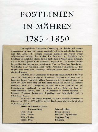 POSTAL ROUTES IN MORAVIA 1785-1850 – sheet 1