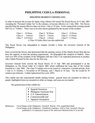 PHILIPPINE RESIDENT CERTIFICATES – sheet 1