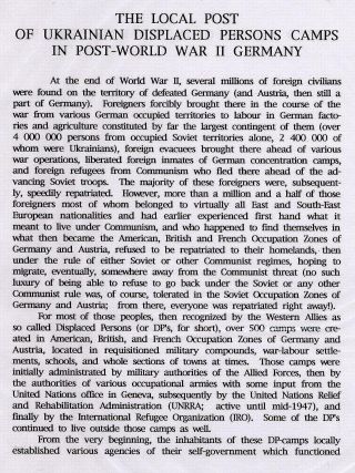 THE LOCAL POST OF UKRAINIAN DISPLACED PERSONS CAMPS IN POST-WORLD WAR II GERMANY – sheet 1