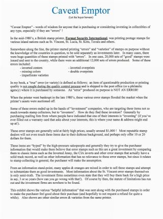 CAVEAT EMPTOR (LET THE BUYER BEWARE) – sheet 1