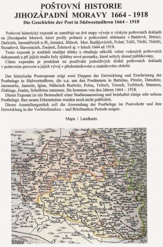 POŠTOVNÍ HISTORIE JIHOZÁPADNÍ MORAVY 1664-1918 – list 1